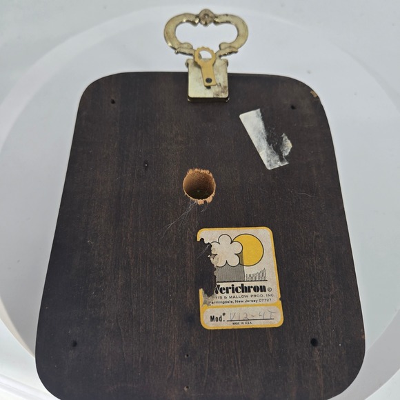 Vintage Verichron Wall Thermometer Wood Plaque Brass Stars Mod V12-4T USA Made - Picture 7 of 7